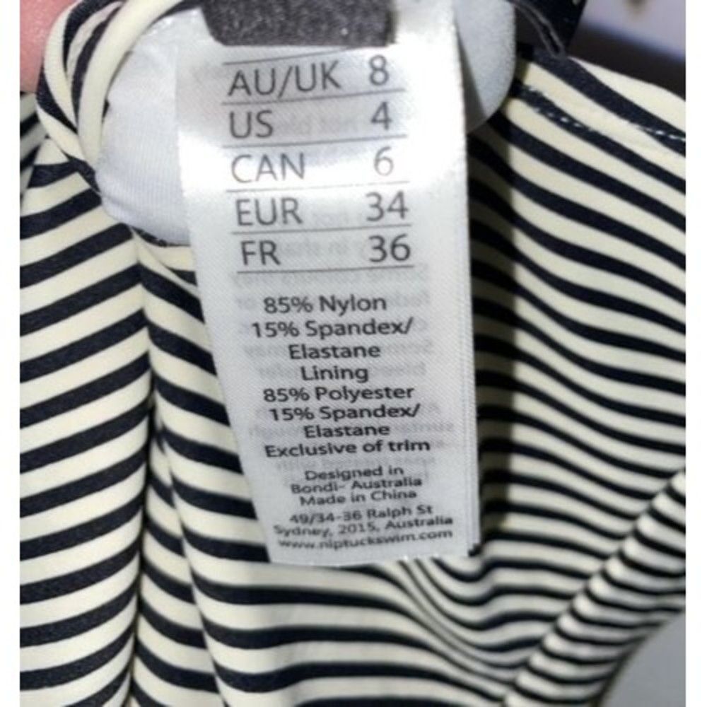NipTuck Black and Cream Striped One Piece Swimsuit Size 4 - Picture 7 of 9